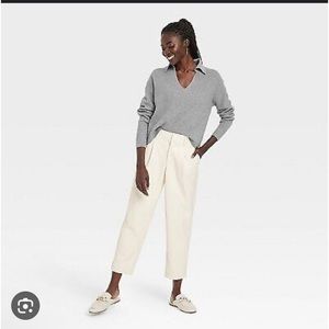 A New Day Gray Collared v-neck Sweater (M) (NWT)